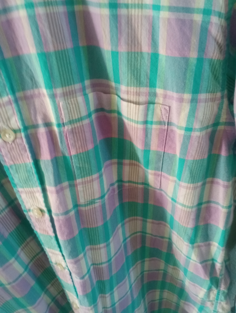 J. CREW Pastel Plaid Softest Cotton Button Down Men's Shirt | L - Picture 4 of 7